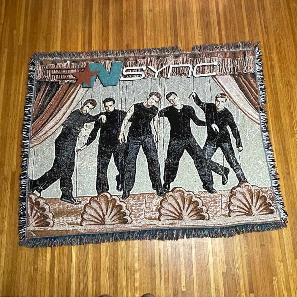 Vintage Y2K *NSYNC woven afghan throw blanket
